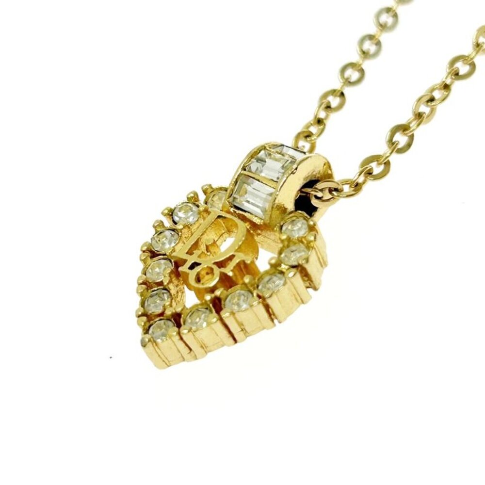 Christian Dior GP Rhinestone Logo Heart Necklace - Picture 3 of 7